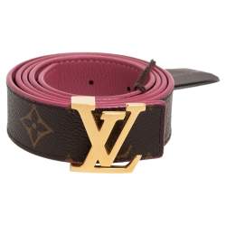 Louis Vuitton Burgundy/Pink Grain Leather LV Initials Reversible