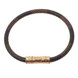 مملوكة مسبقًا سوار لوي فيتون كيب إيت جلد دامييه إيبين ومعدن لون ذهبي