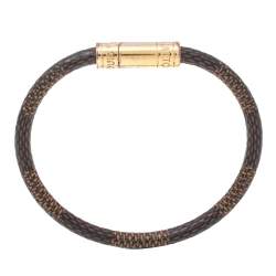 مملوكة مسبقًا سوار لوي فيتون كيب إيت جلد دامييه إيبين ومعدن لون ذهبي