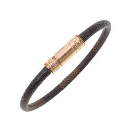 مملوكة مسبقًا سوار لوي فيتون كيب إيت جلد دامييه إيبين ومعدن لون ذهبي