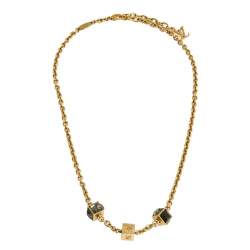 Pre Owned Louis Vuitton Gamble Crystal Gold Tone Necklace