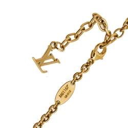 Pre Owned Louis Vuitton Gamble Crystal Gold Tone Necklace