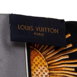 Pre Owned Louis Vuitton Navy Blue/Black Chain Print Silk Bandeau Scarf