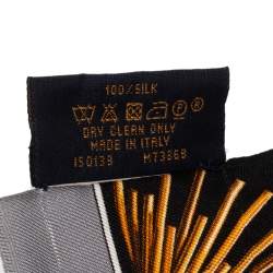 Pre Owned Louis Vuitton Navy Blue/Black Chain Print Silk Bandeau Scarf