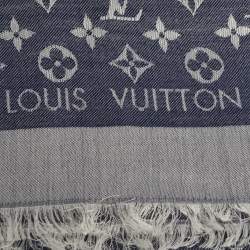 مملوكة مسبقًا Louis Vuitton Blue Monogram Silk Wool Denim Shawl