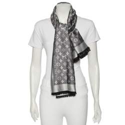 Pre Owned وشاح لوي فيتون دنيم صوف حرير مونوغرامي أسود