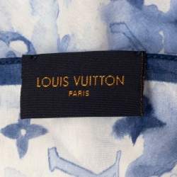 مملوكة مسبقًا Louis Vuitton Blue Monogram Watercolor Cotton And Silk Bandana Scarf
