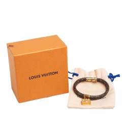Pre Owned Louis Vuitton Petite Malle Monogram Canvas Gold Tone Bracelet