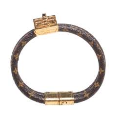 Pre Owned Louis Vuitton Petite Malle Monogram Canvas Gold Tone Bracelet