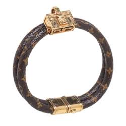Pre Owned Louis Vuitton Petite Malle Monogram Canvas Gold Tone Bracelet