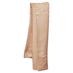 Pre Owned Louis Vuitton Blush Pink Logo Jacquard Silk & Wool Scarf