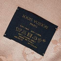 Pre Owned Louis Vuitton Blush Pink Logo Jacquard Silk & Wool Scarf