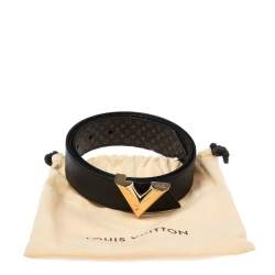 مملوكة مسبقًا حزام لوي فيتون بوجهين مايكرو مونوغرام وجلد إيبي أسود 90 سم