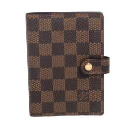 Pre Owned Louis Vuitton Damier Ebene Canvas Small Ring Agenda Cover
