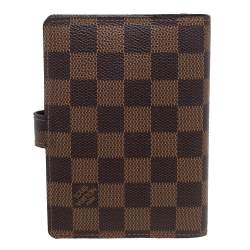 Pre Owned Louis Vuitton Damier Ebene Canvas Small Ring Agenda Cover