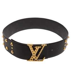 Lv circle leather belt Louis Vuitton Black size 85 cm in Leather