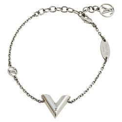 Louis Vuitton Essential V Supple Necklace Silver Metal