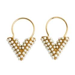 LOUIS VUITTON Mother of Pearl L to V Pearlfection Earrings Gold 1033912