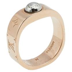 Louis Vuitton Nanogram Two Tone Band Ring Size 51 Louis Vuitton
