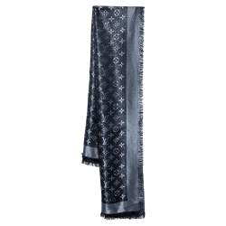 Louis Vuitton, Accessories, Louis Vuitton Chale Black Monogram Silk Wool  Shawl