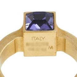 Pre Owned خاتم لوي فيتون غامبل مزين كريستال ومعدن ذهبي اللون مقاس وسط (ميديوم)