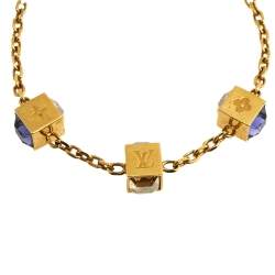 مملوكة مسبقًا Louis Vuitton Gold Tone Crystal Gamble Bracelet 