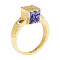 Louis Vuitton Gold Tone Crystal Gamble Ring Size EU 56 Louis Vuitton