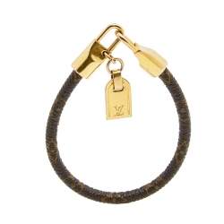 Pre Owned Louis Vuitton Monogram Luck It Canvas and Gold Plated Metal Charm Bracelet