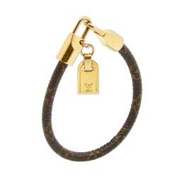 Pre Owned Louis Vuitton Monogram Luck It Canvas and Gold Plated Metal Charm Bracelet