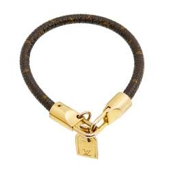 Pre Owned Louis Vuitton Monogram Luck It Canvas and Gold Plated Metal Charm Bracelet