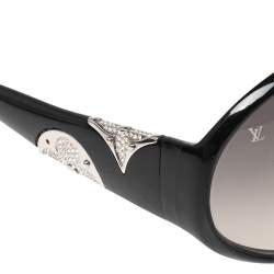 Pre Owned نظارة شمسية لوي فيتون Z0265E سوداء بيضاوية الشكل مزينة بالكريستال