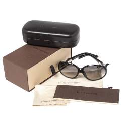 Pre Owned نظارة شمسية لوي فيتون Z0265E سوداء بيضاوية الشكل مزينة بالكريستال