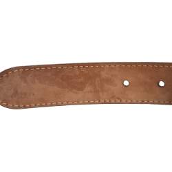 مملوكة مسبقًا حزام لوي فيتون جلد مثقب مونوغرامي فضي بإبزيم 90 سم