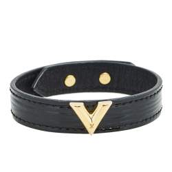 Pre Owned Louis Vuitton Epi Leather Essential V Black Leather Bracelet