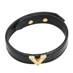 Pre Owned Louis Vuitton Epi Leather Essential V Black Leather Bracelet