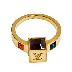 Pre Owned خاتم لوي فيتون غامبل متعدد الألوان ذهبي اللون مقاس متوسط - ميديوم