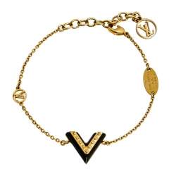 Louis Vuitton Essential V Lacquer Gold Tone Bracelet Louis Vuitton