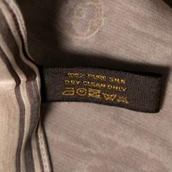 Pre Owned Louis Vuitton Beige Color Block Logo Monogram Reversible Silk Scarf