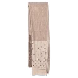 Pre Owned Louis Vuitton Beige Color Block Logo Monogram Reversible Silk Scarf