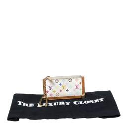 Pre Owned Louis Vuitton White Monogram Multicolore Canvas Key Pouch