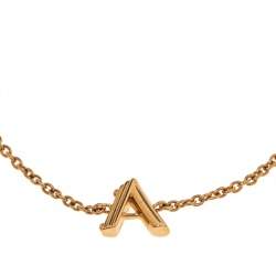 Pre Owned Louis Vuitton LV & ME Letter A Gold Tone Metal Bracelet
