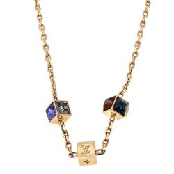 مملوكة مسبقًا قلادة لوي فيتون غامبل كريستال متعدد الألوان ومعدن ذهبي 