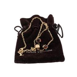 مملوكة مسبقًا قلادة لوي فيتون غامبل كريستال متعدد الألوان ومعدن ذهبي 