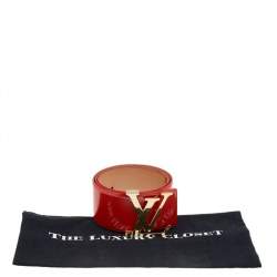 Pre Owned Louis Vuitton Orange Patent Leather LV Initiales Wide Waist Belt 85CM