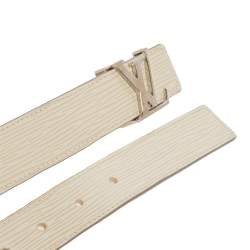 Pre Owned Louis Vuitton Ivorie Epi Leather LV Initiales Belt 95CM