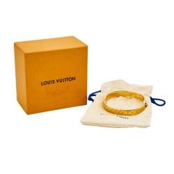 Pre Owned Louis Vuitton Nanogram Gold Tone Metal Cuff Bracelet S