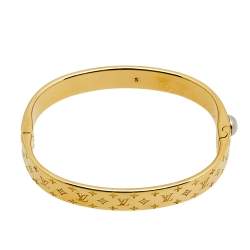Pre Owned Louis Vuitton Nanogram Gold Tone Metal Cuff Bracelet S