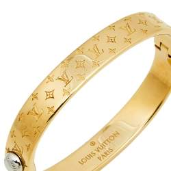 Pre Owned Louis Vuitton Nanogram Gold Tone Metal Cuff Bracelet S