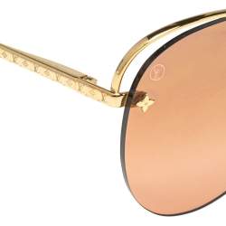 Pre Owned نظارة أفياتورز لوي فيتون ذهبي/برتقالي عسلي متدرجة