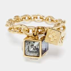 مملوكة مسبقًا خاتم لوي فيتون غامبل كريستال لون ذهبي مقاس كبير